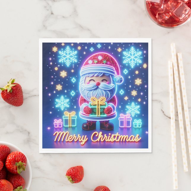 Merry Christmas Santa Gift Poster Napkin (Insitu)