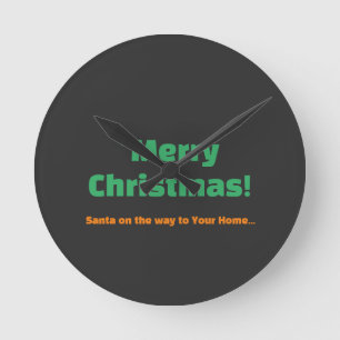 Merry Christmas Santa Gift Round Acrylic Wall Clock
