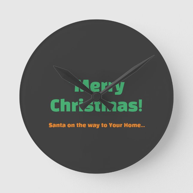 Merry Christmas Santa Gift Round Acrylic Wall Clock (Front)
