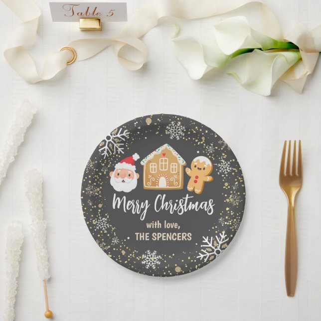Merry Christmas Santa Gingerbread House Party Paper Plate (Wedding)