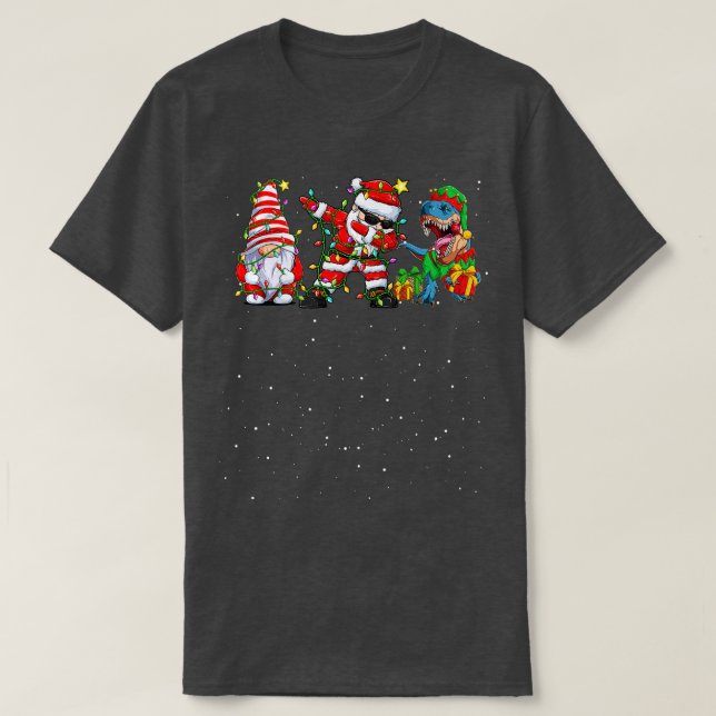 Merry Christmas santa Gnomes Dino Christmas  T-Shirt (Design Front)