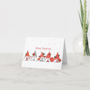 Merry Christmas Santa Gnomes Folded Holiday Card