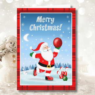 Merry Christmas Santa Happily Bowling Card