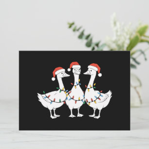 Merry Christmas Santa Hat Ducks Holiday Xmas Duck Card
