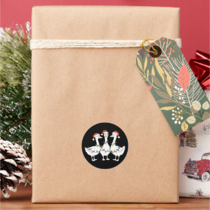 Merry Christmas Santa Hat Ducks Holiday Xmas Duck Classic Round Sticker