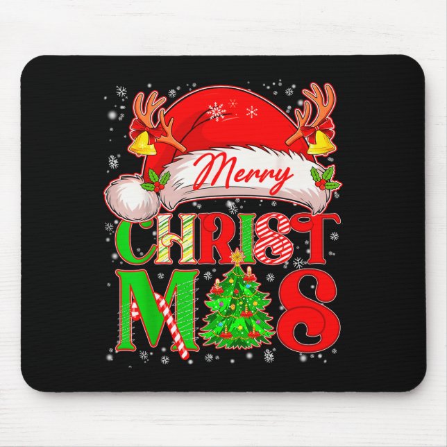 Merry Christmas Santa Hat Family Matching Pajamas  Mouse Pad (Front)