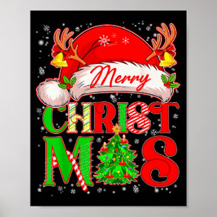 Merry Christmas Santa Hat Family Matching Pajamas  Poster