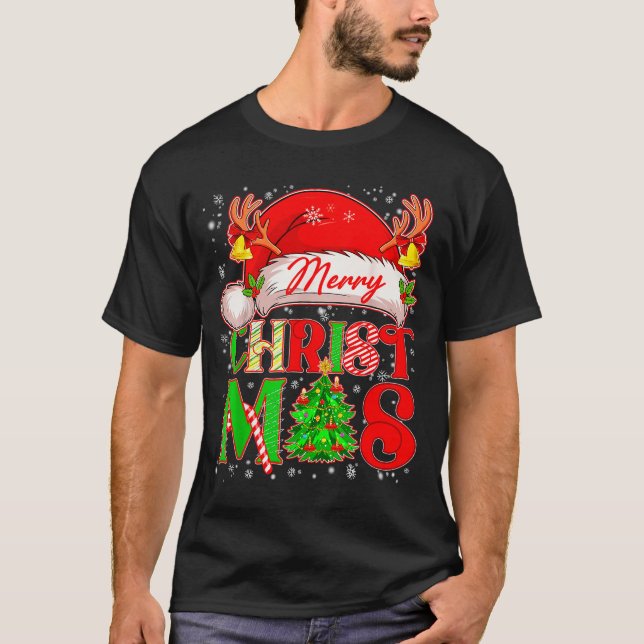 Merry Christmas Santa Hat Family Matching Pyjamas  T-Shirt (Front)
