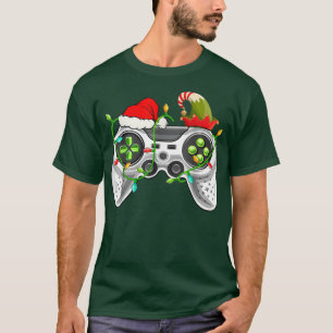 Merry Christmas Santa Hat Video Game Controllers X T-Shirt