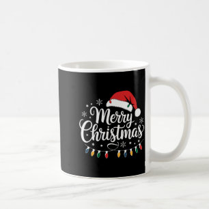 Merry Christmas Santa Hat Xmas Lights Red Family M Coffee Mug