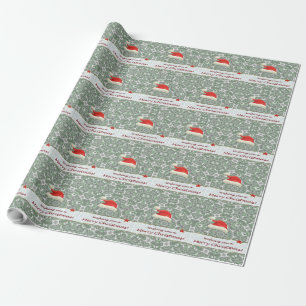 Merry Christmas Santa Hood Spruce Wrapping Paper