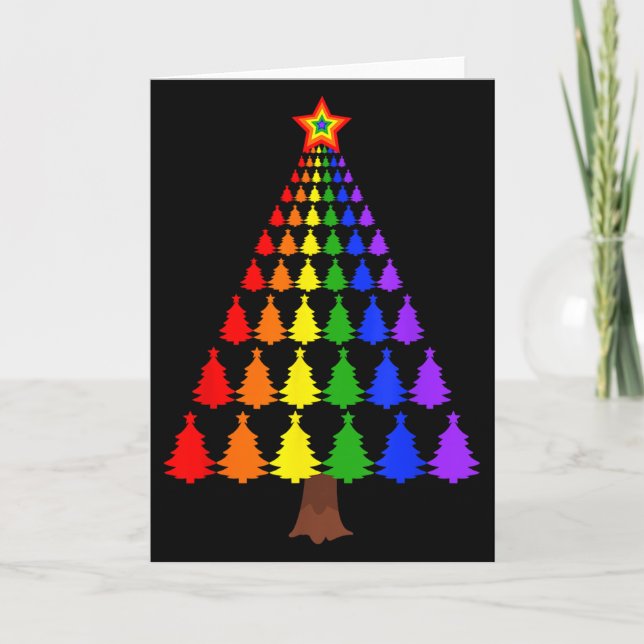 Merry Christmas Santa Human Lgbt Gay Pride Flag Xm Card (Front)