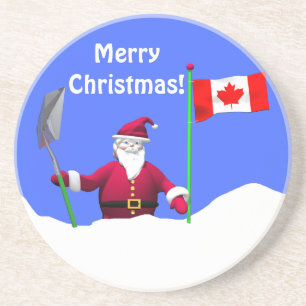 Merry Christmas Santa in Canada Coaster