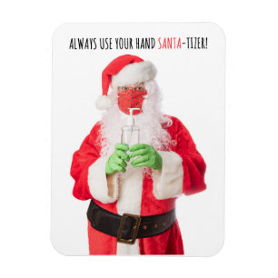 Merry Christmas Santa in Face Mask Sanitizer 2020 Magnet