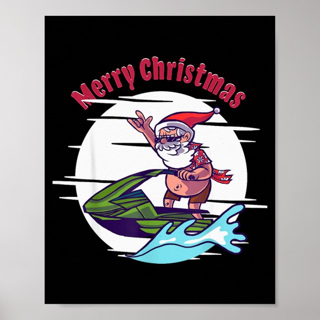 Merry Christmas Santa Jet Ski Watersrts  Poster (Front)