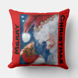 Merry Christmas Santa Loves Animals Cushion