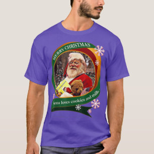 Merry Christmas Santa Loves Cookies and Milk Desig T-Shirt