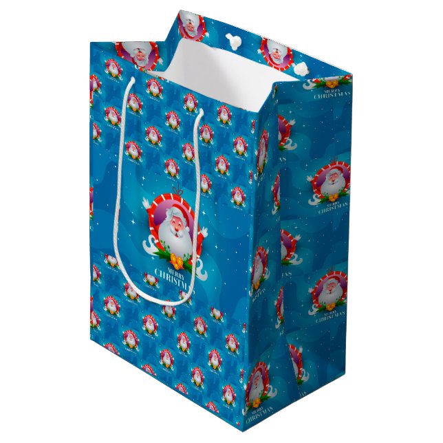 Merry Christmas Santa Medium Gift Bag (Front Angled)