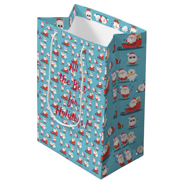 Merry Christmas Santa Medium Gift Bag (Front Angled)