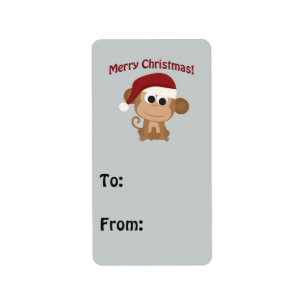 Merry Christmas! Santa Monkey Label