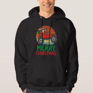 Merry Christmas Santa Monster Truck Xmas Pj Toddle Hoodie