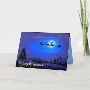 Merry Christmas Santa night sky postcard