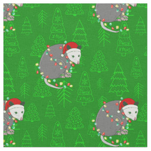 merry christmas santa opossum possum fabric