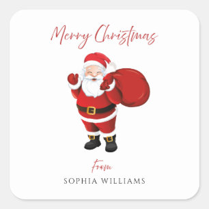 Merry Christmas Santa Party Holidays Favour Gift Square Sticker