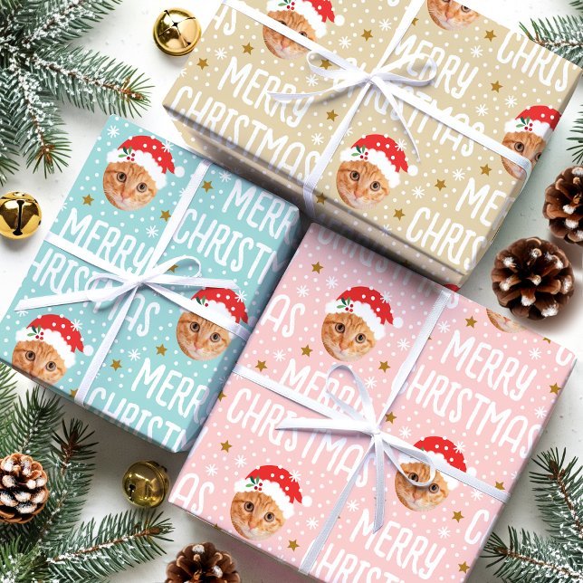 Merry Christmas Santa Photo Cute Face Set 3 Wrapping Paper Sheet (Creator Uploaded)