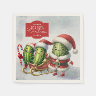 Merry Christmas Santa Pickles Napkin