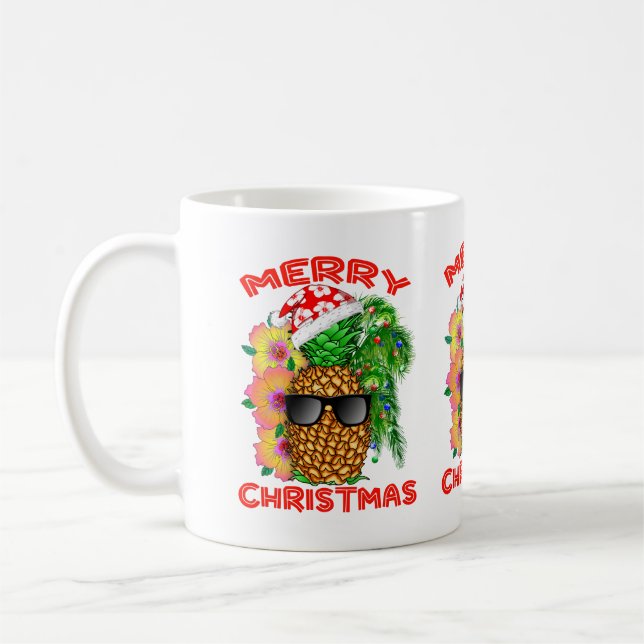 Merry Christmas Santa Pineapple Coffee Mug (Left)