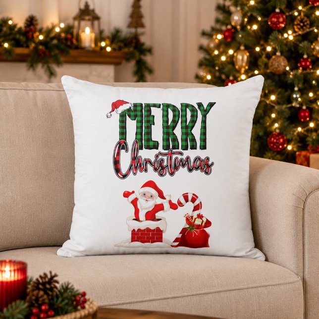 Merry Christmas Santa Plaid Holiday Cushion (Creator Uploaded)