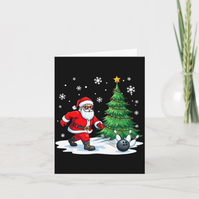 Merry Christmas Santa Playing Bowling Srt Lovers  Card (Front)