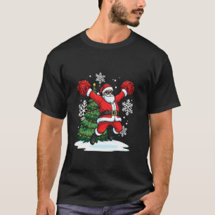Merry Christmas Santa Playing Cheerleading Sport L T-Shirt