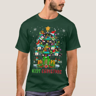 Merry Christmas Santa Police Cars Xmas Tree Light  T-Shirt