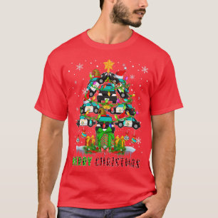 Merry Christmas Santa Police Cars Xmas Tree Light T-Shirt