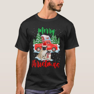 Merry Christmas Santa Pug And Truck Dog Gift  for  T-Shirt