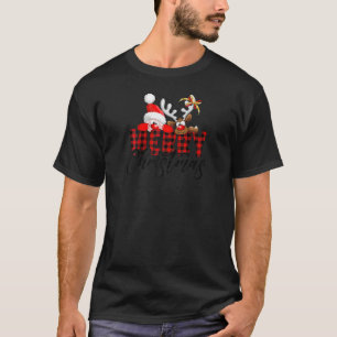 Merry Christmas Santa Reindeer Buffalo Plaid Famil T-Shirt