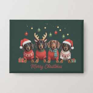 Merry Christmas Santa Reindeer Dachshund Weiner 