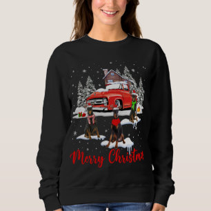 Merry Christmas Santa Reindeer Dobermann With Red  Sweatshirt