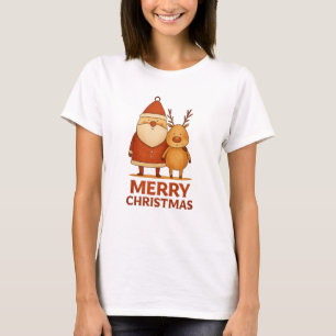 Merry Christmas – Santa & Reindeer Duo T-Shirt