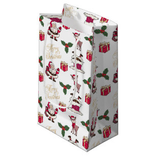 Merry Christmas Santa Reindeer Gifts Holly Small Gift Bag