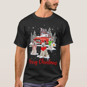 Merry Christmas Santa Reindeer Great Pyrenees With T-Shirt