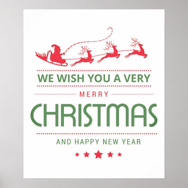 Merry Christmas Santa Reindeer | Holidays Poster (Front)