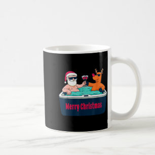 Merry Christmas Santa Reindeer Hot Tub Spa Wine Coffee Mug