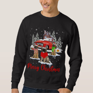 Merry Christmas Santa Reindeer Leonberger With Red Sweatshirt