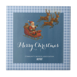 Merry Christmas Santa Reindeer Paper Napkin Ceramic Tile