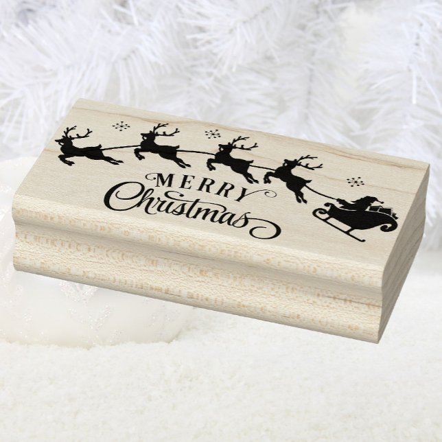 Merry Christmas Santa Reindeer Sleigh Rubber Stamp (Creator Uploaded)