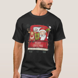 Merry Christmas Santa Reindeer Vintage Truck Holid T-Shirt