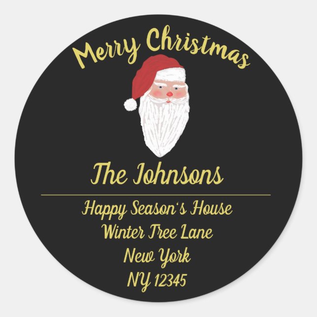 Merry Christmas Santa Return Address Stickers (Front)